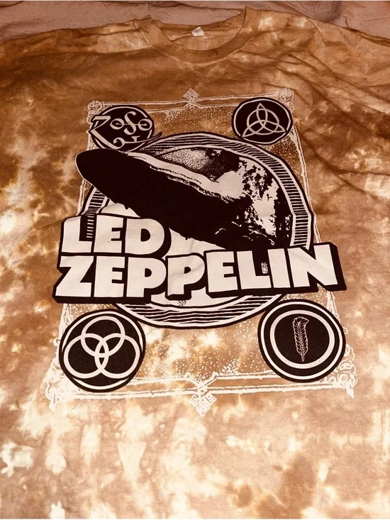 ORIGINAL VINTAGE -Tortoise Tie-Dye  in Brown/Cream LED ZEPPELIN Men’s 2X(read) - Picture 2 of 5